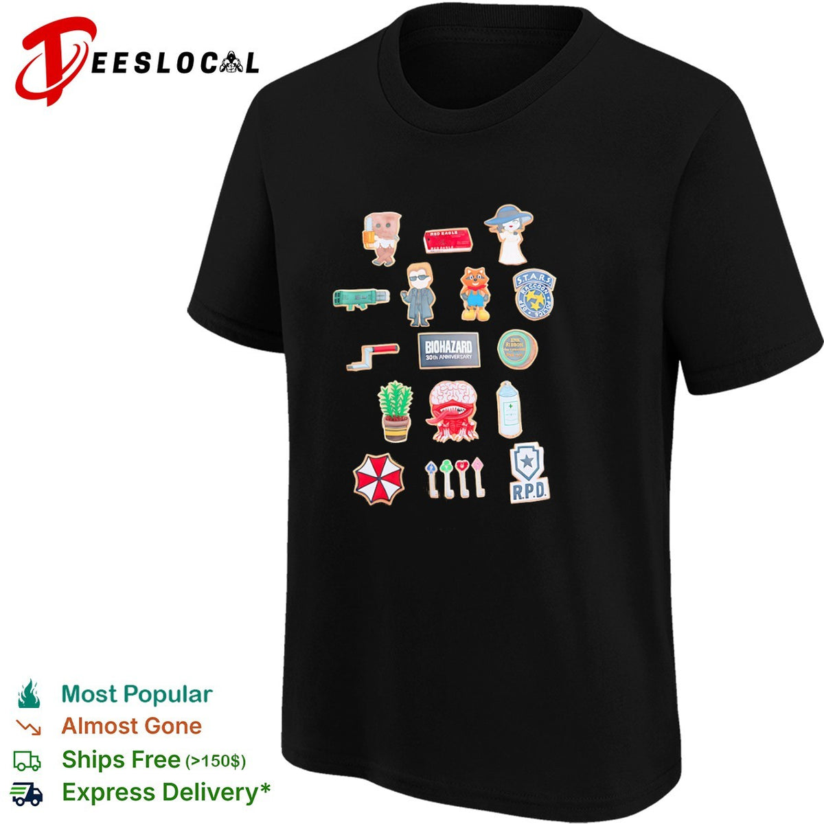 Resident Evil Biohazard 30th Anniversary S T A R S Umbrella R P D Icons shirt