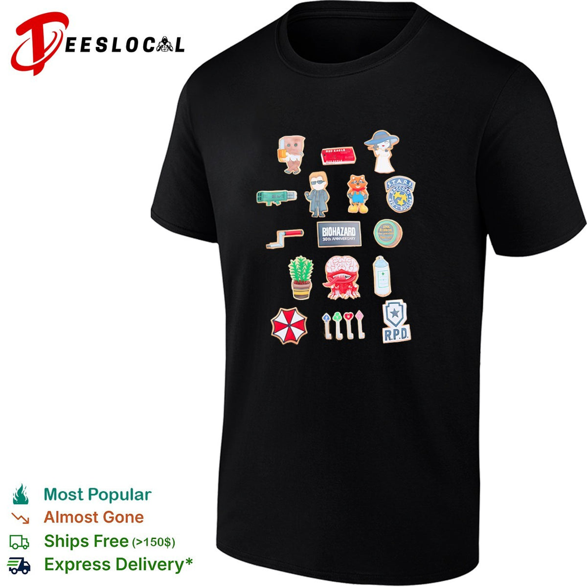 Resident Evil Biohazard 30th Anniversary S T A R S Umbrella R P D Icons shirt