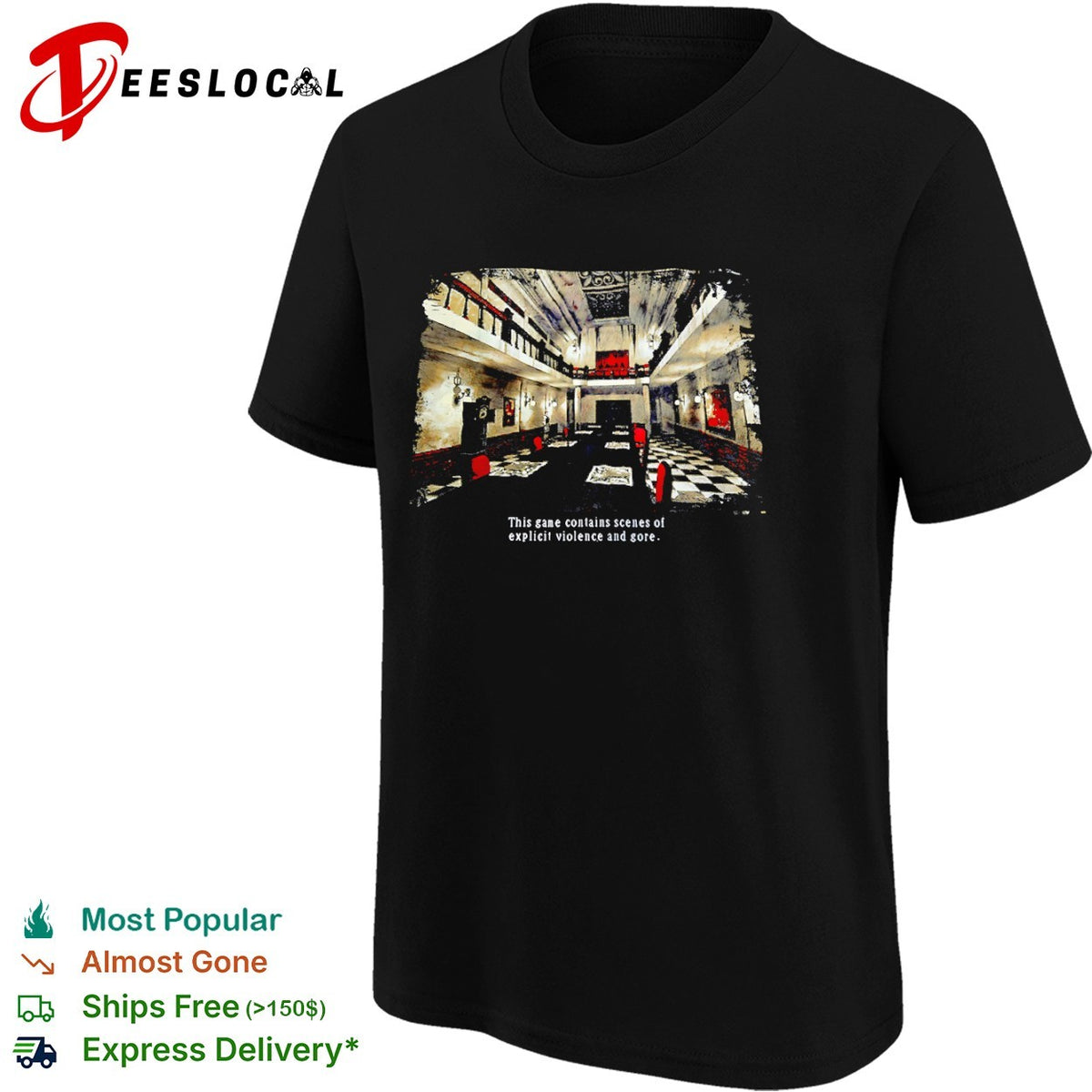 Resident Evil Mansion Hallway This game contains scenes of explicit violence and gore shirt