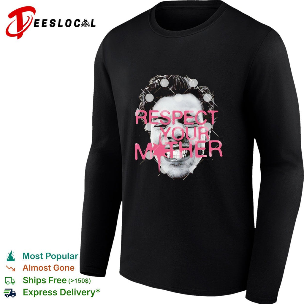 Respect your mother punk man bold pink text graphic shirt