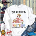 Retired Flamingo Knitting Full Time Hobby Cute Retirement Shirt