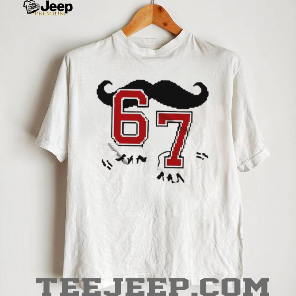 Retro Mustache Number 67 Graphic Sports T Shirt
