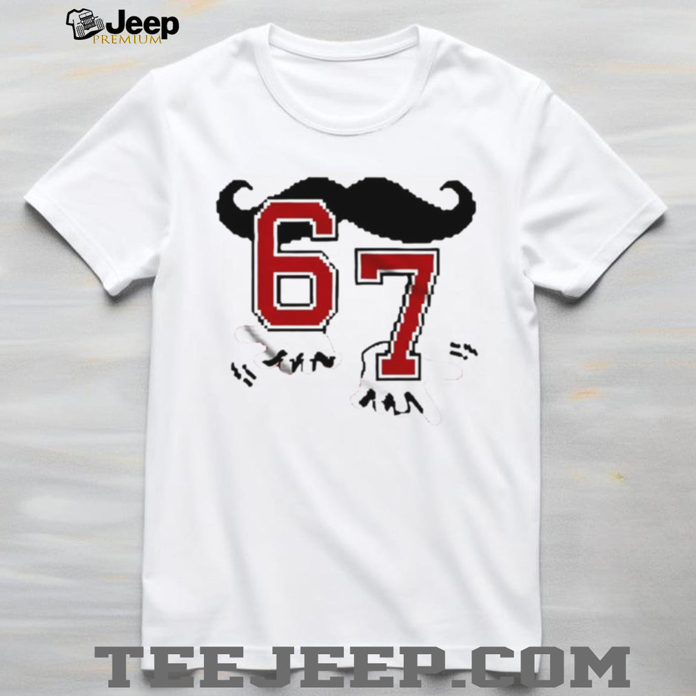 Retro Mustache Number 67 Graphic Sports T Shirt