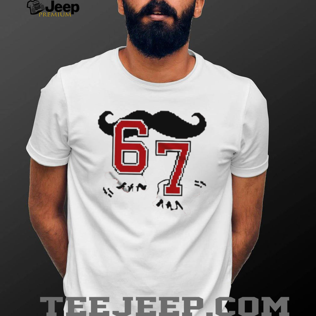 Retro Mustache Number 67 Graphic Sports T Shirt