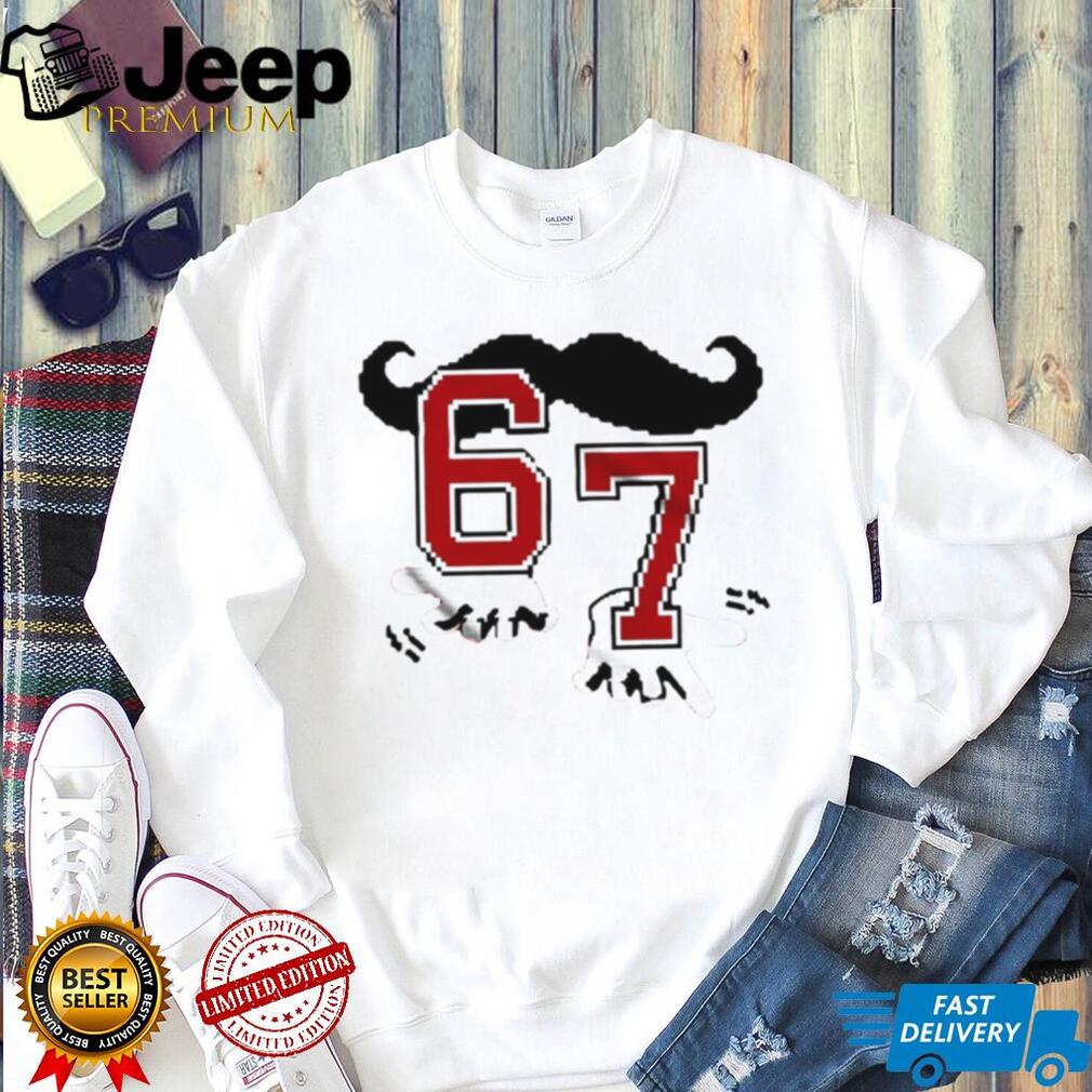 Retro Mustache Number 67 Graphic Sports T Shirt