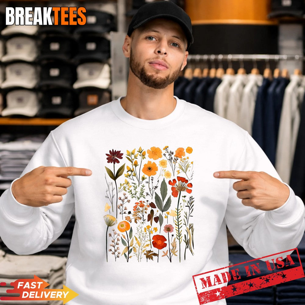 Retro Wildflowers Spring Boho Wild Flower Botanical Floral Shirt