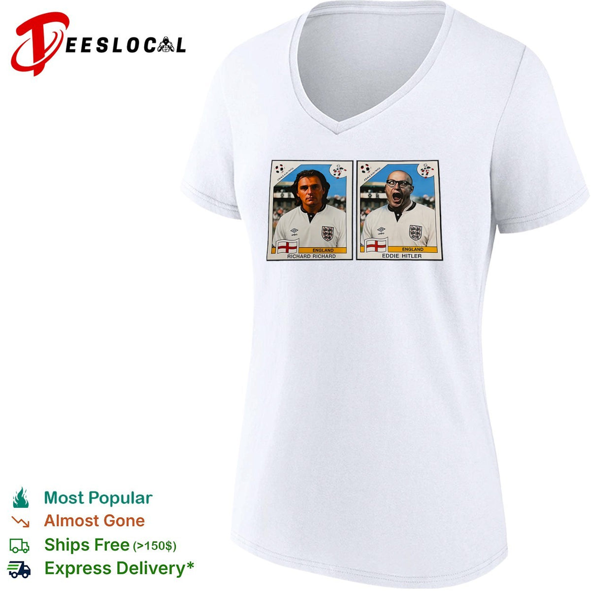 Richard Richard Eddie Hitler Bottom England Italia 90 Parody Football Soccer shirt