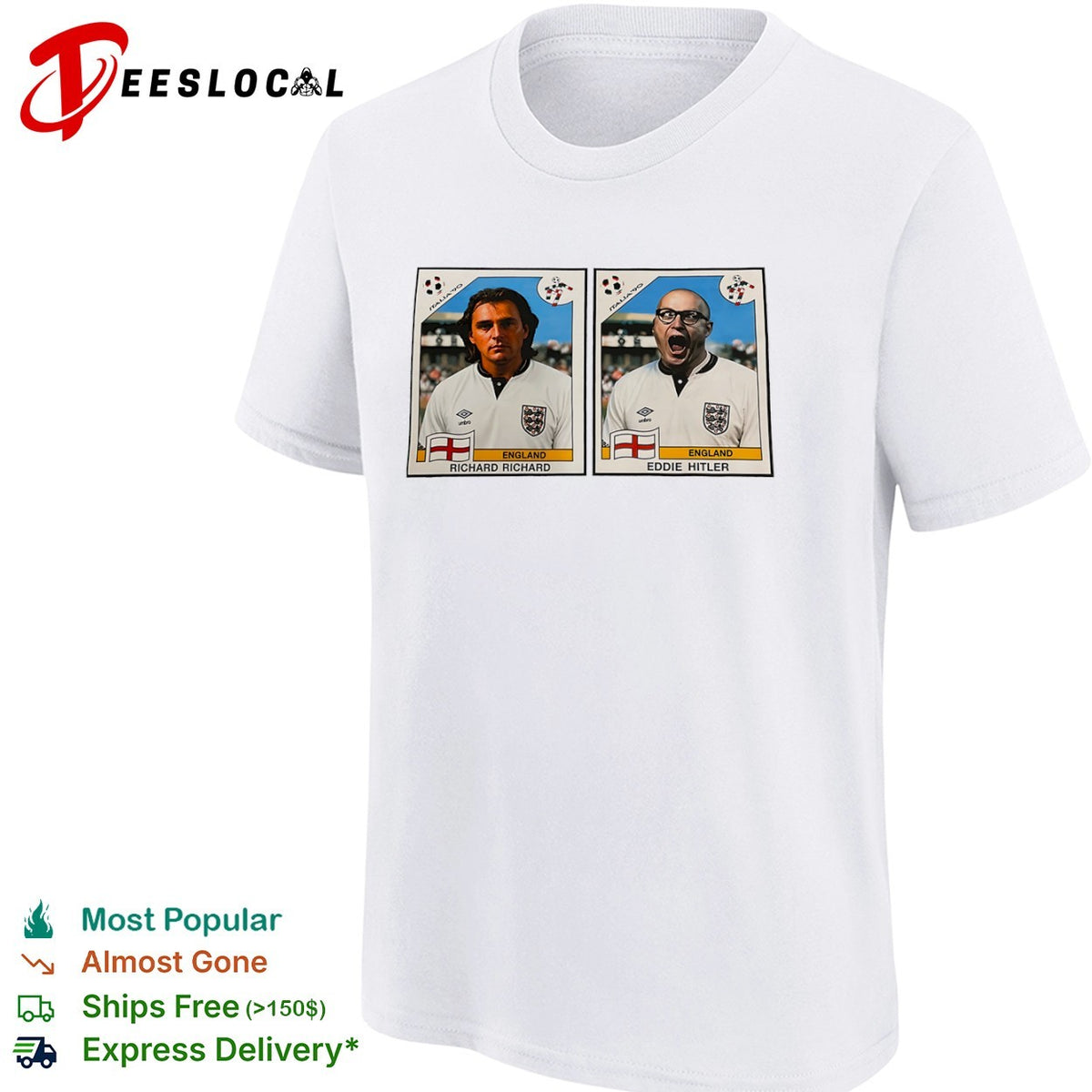 Richard Richard Eddie Hitler Bottom England Italia 90 Parody Football Soccer shirt