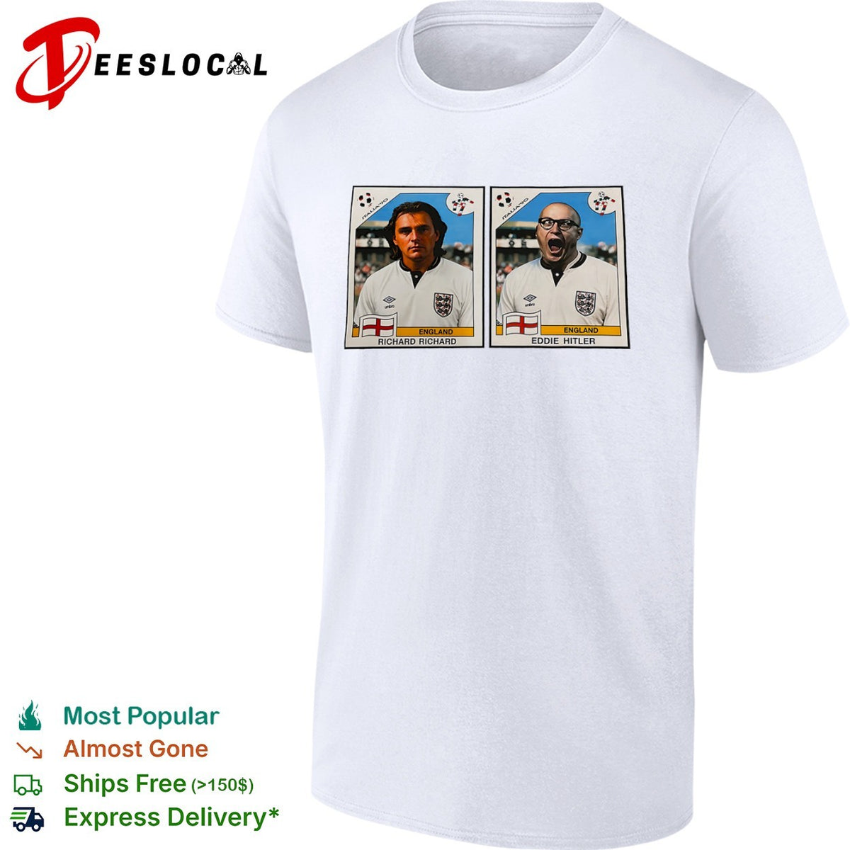 Richard Richard Eddie Hitler Bottom England Italia 90 Parody Football Soccer shirt