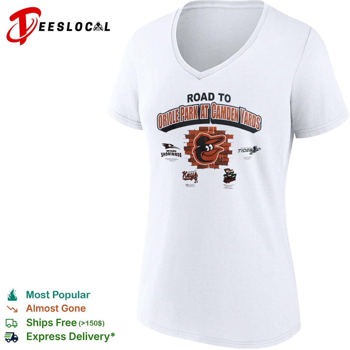 Road to Oriole Park at Camden Yards Delmarva Shorebirds Frederick Keys Baysox Baltimore Orioles shirt