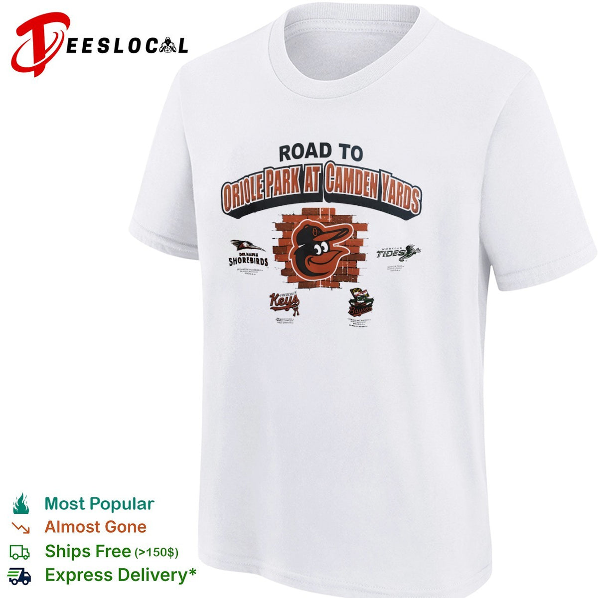 Road to Oriole Park at Camden Yards Delmarva Shorebirds Frederick Keys Baysox Baltimore Orioles shirt