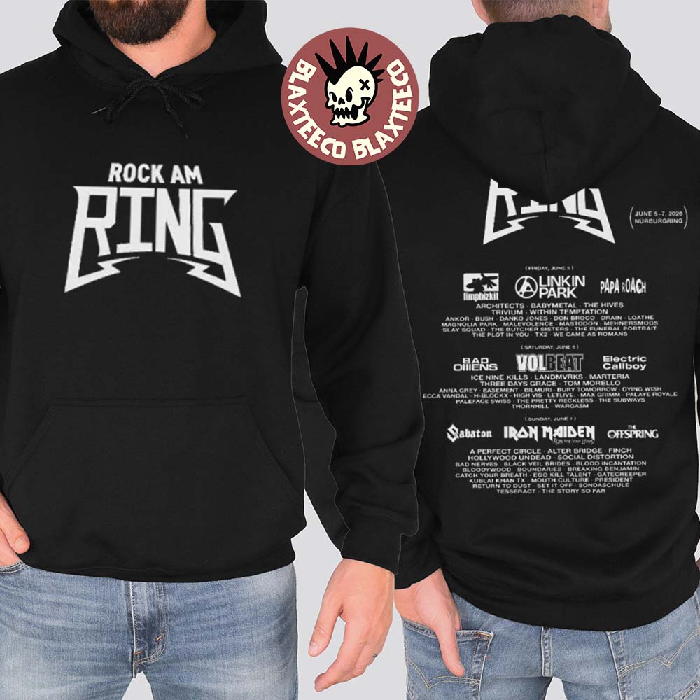 Rock Am Ring 2026 Festival Merch In Nurburg Germany From June 5 To 7 2026 Classic Logo With Lineup T-Shirt Hoodie