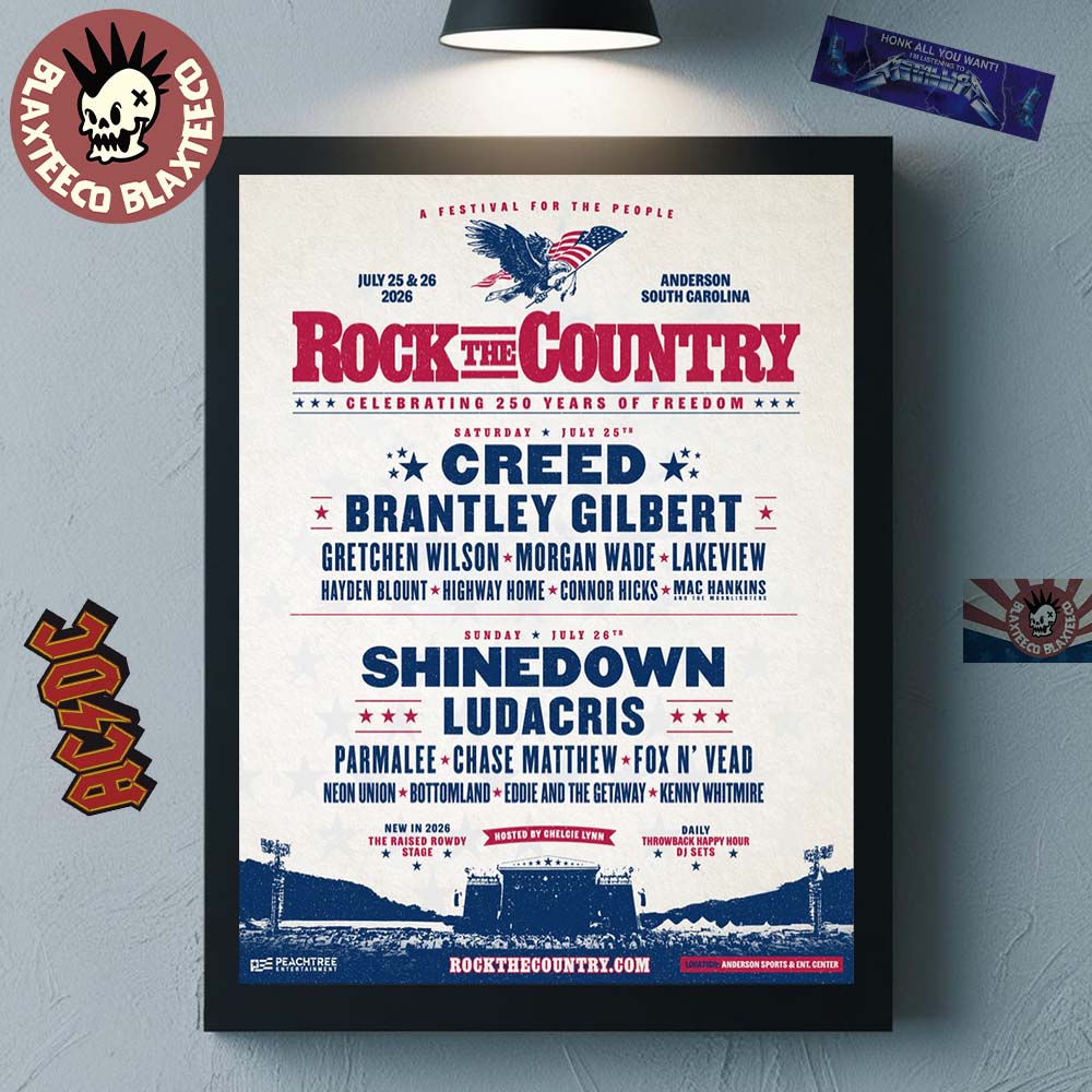 Rock The Country Celebrating 250 Years Of Freedom Full Lineup In Anderson South Carolina On July 25 And 26 2026 Home Decor Poster Canvas