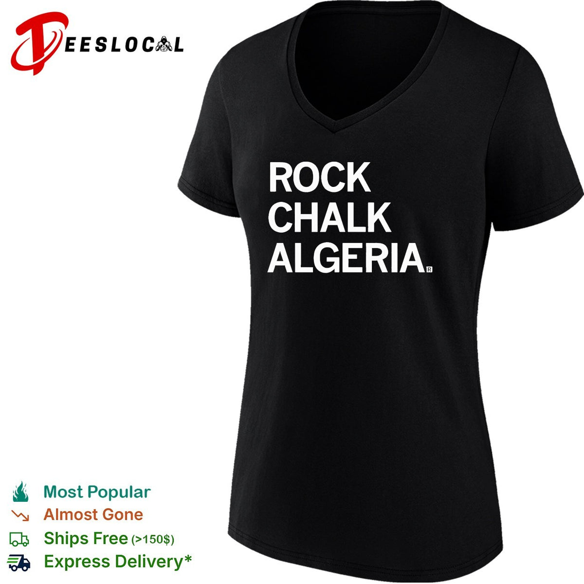 Rock chalk Algeria bold text shirt