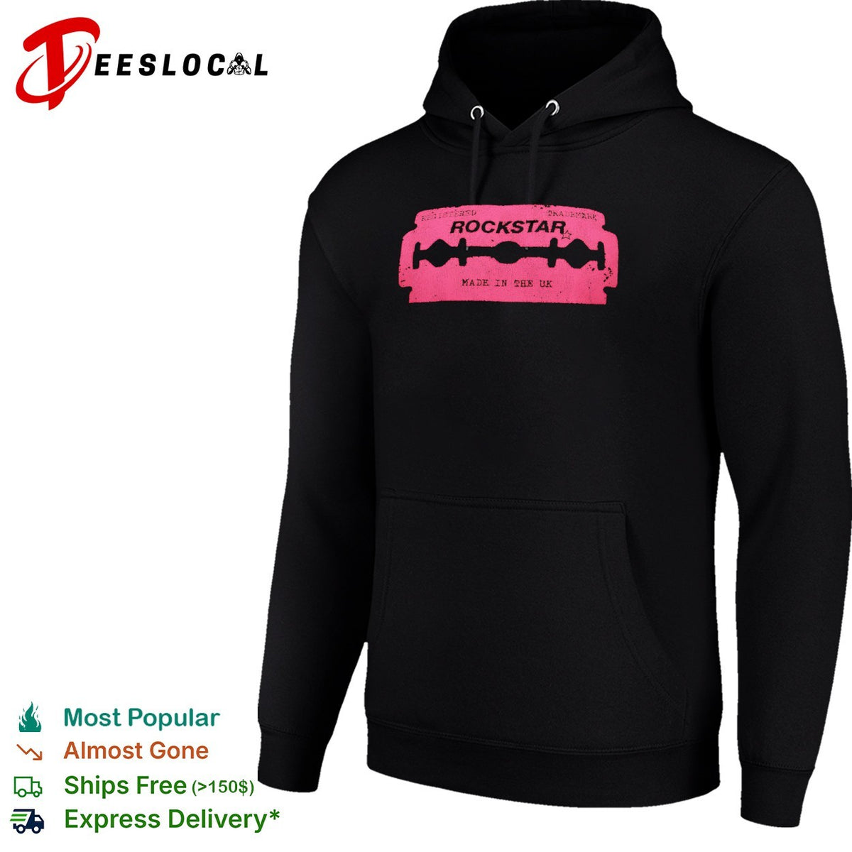Rockstar registered trademark made in the UK razor blade shirt