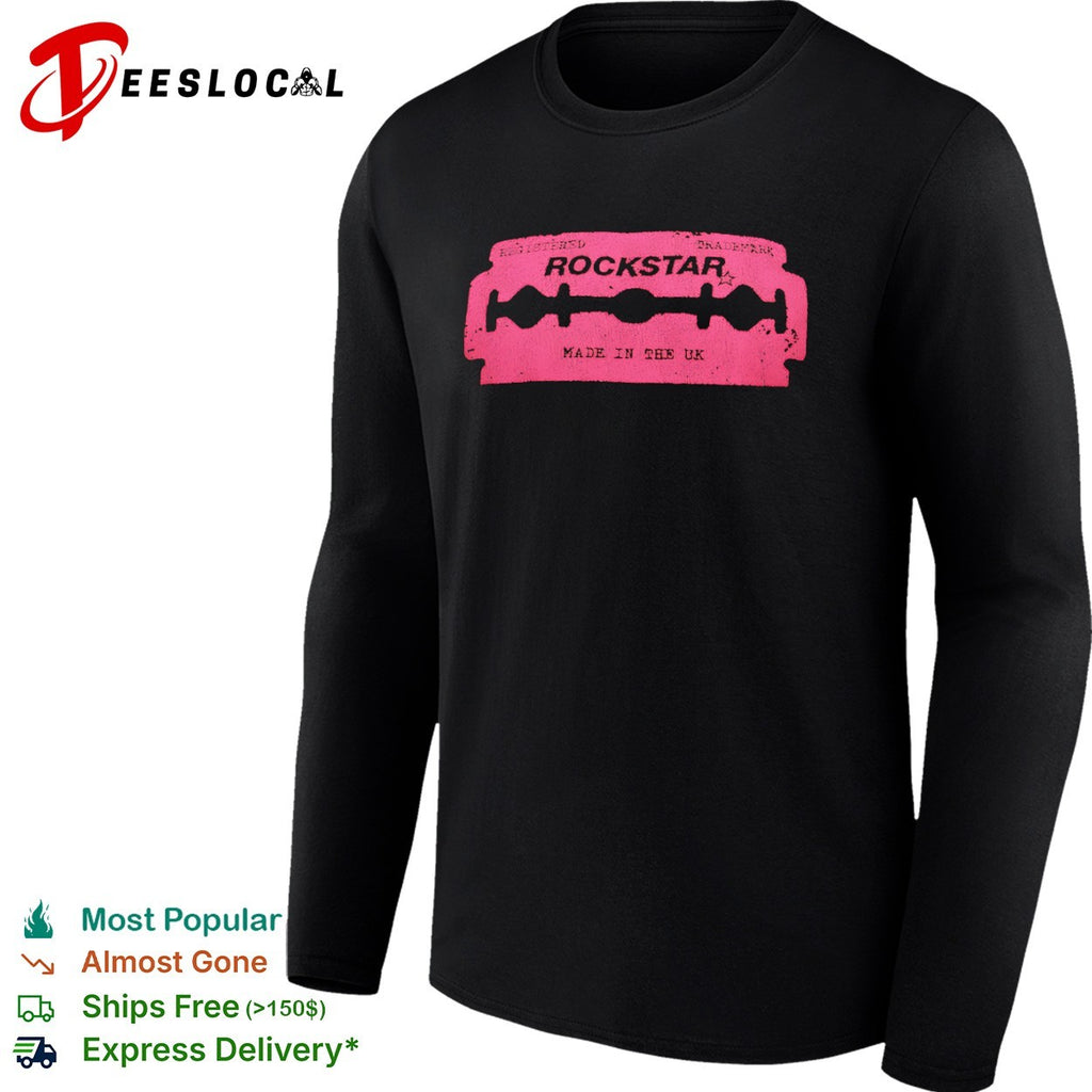 Rockstar registered trademark made in the UK razor blade shirt