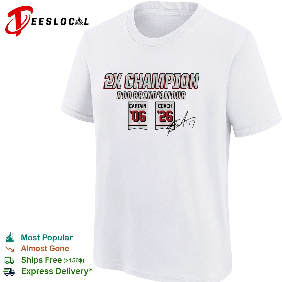 Rod Brind Amour Carolina Hurricanes 2X Champion Captain 06 Coach 26 NHL shirt