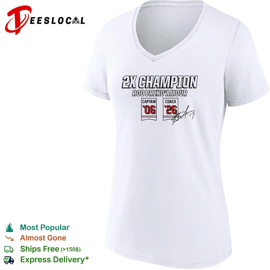 Rod Brind’Amour Carolina Hurricanes Two time champion captain and coach banners signature shirt