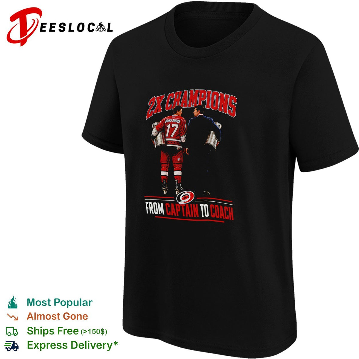 Rod Brind’Amour and coach Two time champions trophy walk shirt