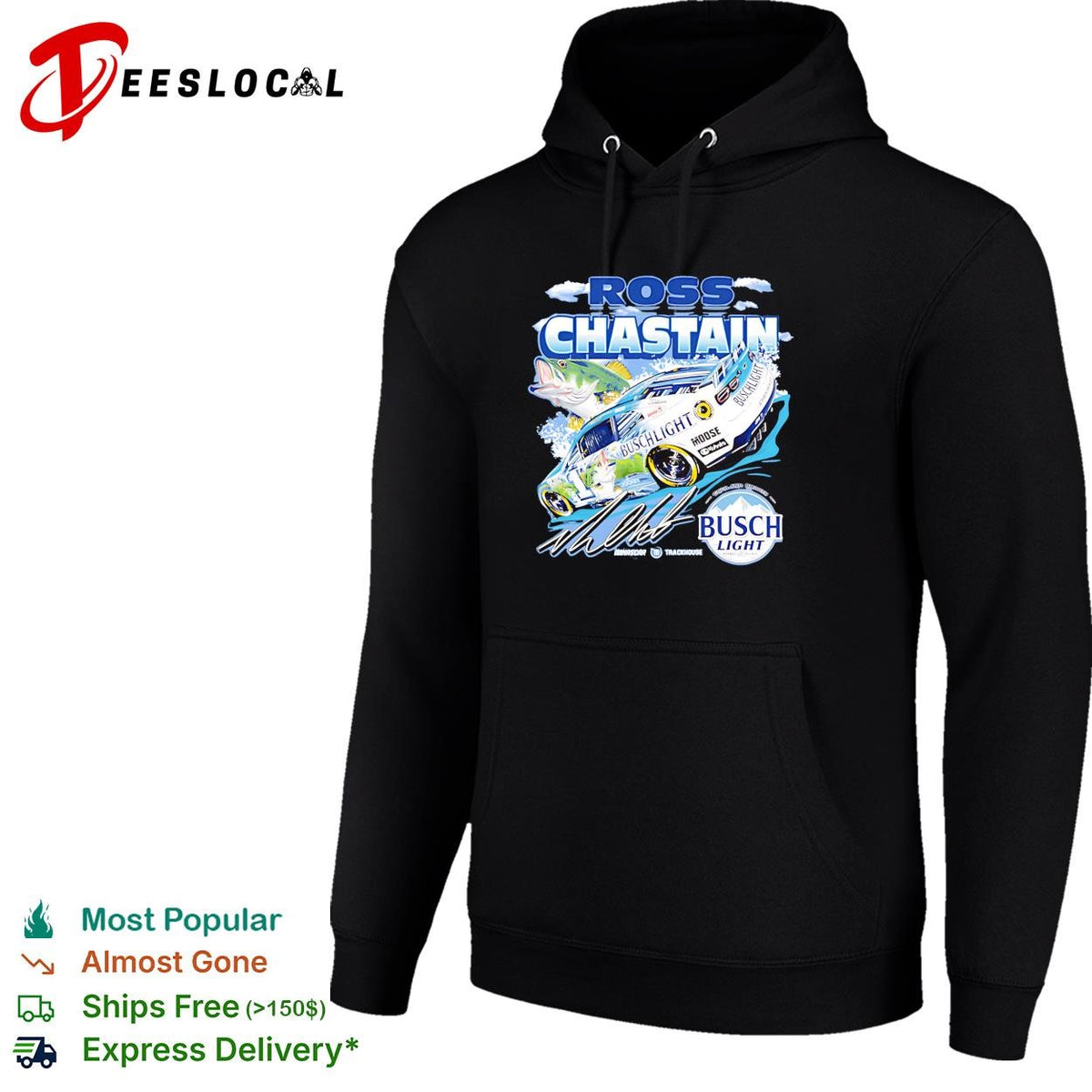 Ross Chastain 1 Busch Light bass fishing Trackhouse NASCAR shirt