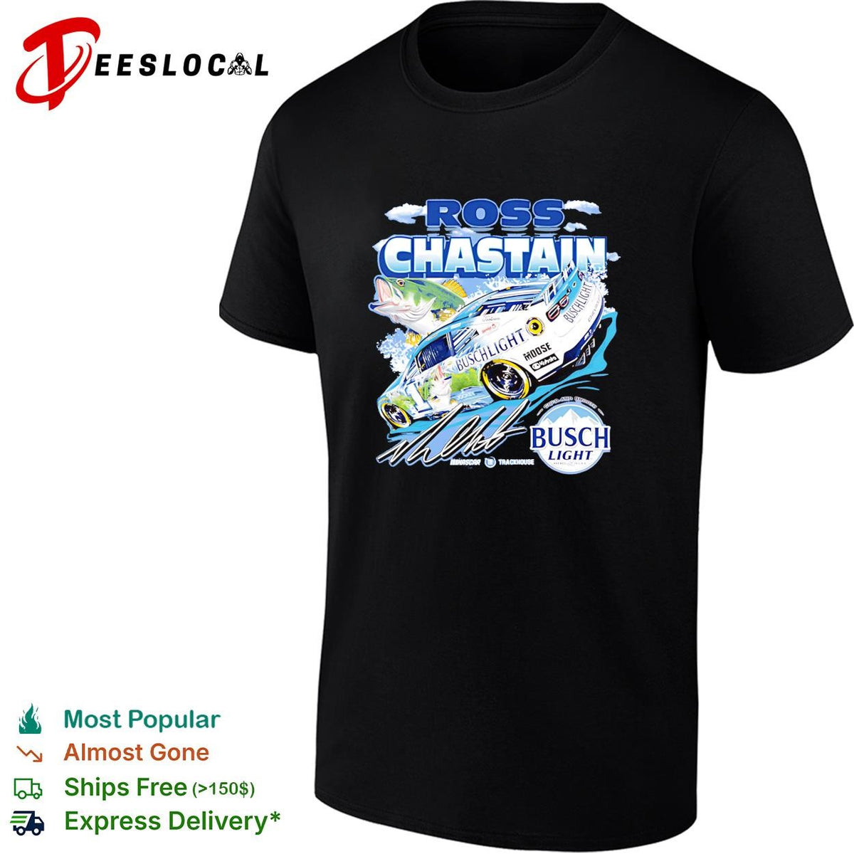 Ross Chastain 1 Busch Light bass fishing Trackhouse NASCAR shirt