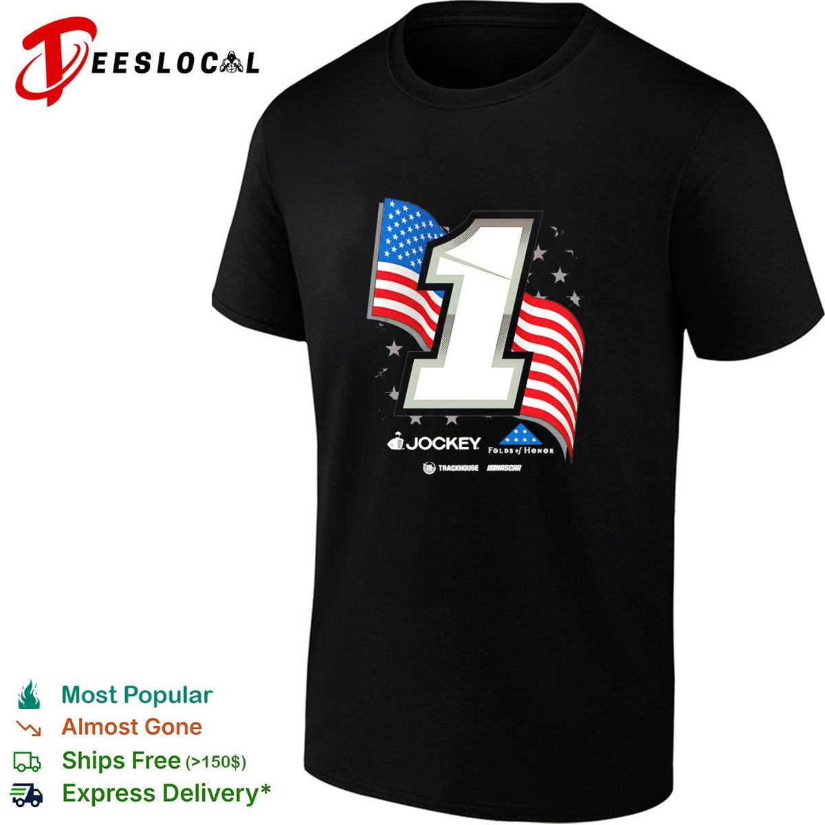 Ross Chastain 1 Jockey Folds of Honor American flag Trackhouse NASCAR shirt