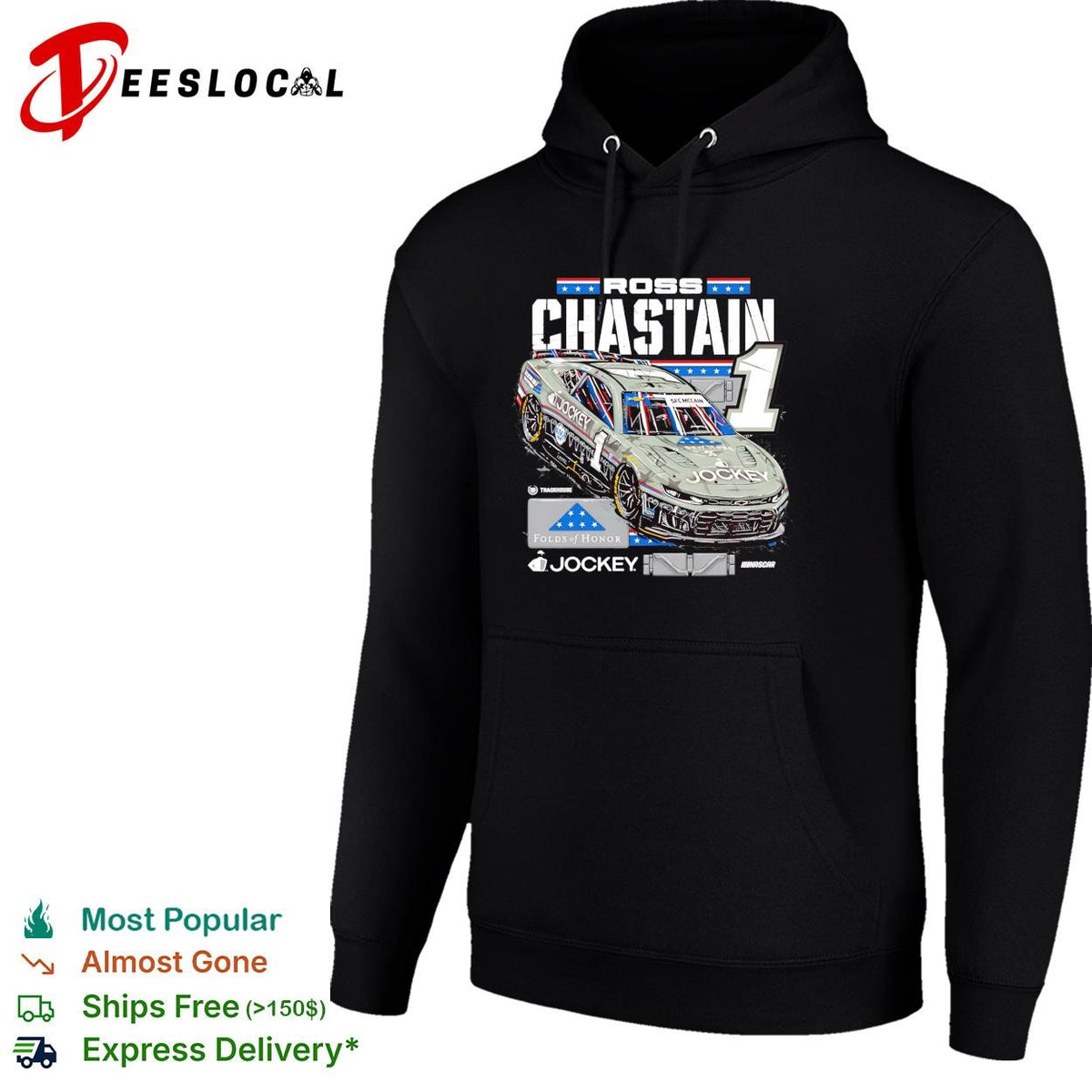Ross Chastain 1 Jockey Folds of Honor Trackhouse NASCAR shirt