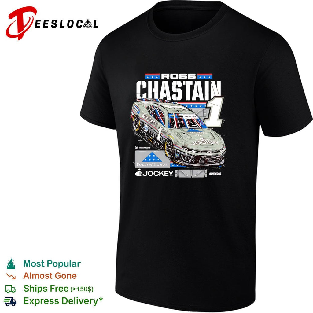 Ross Chastain 1 Jockey Folds of Honor Trackhouse NASCAR shirt