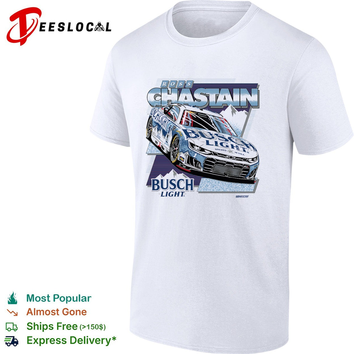 Ross Chastain Trackhouse Racing NASCAR Busch Light Chevrolet Camaro Race Car shirt
