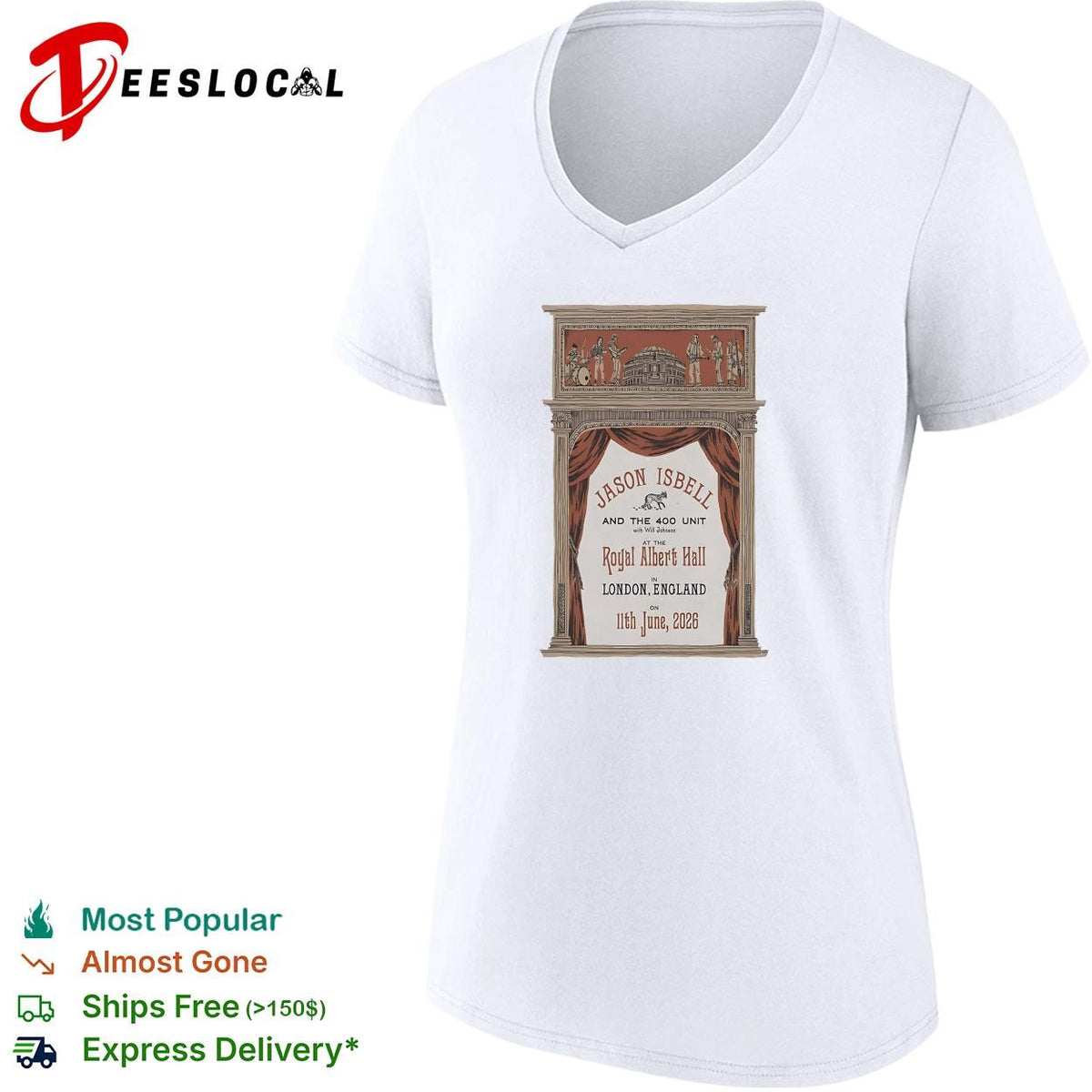 Royal Albert Hall London England vintage theater June concert poster shirt