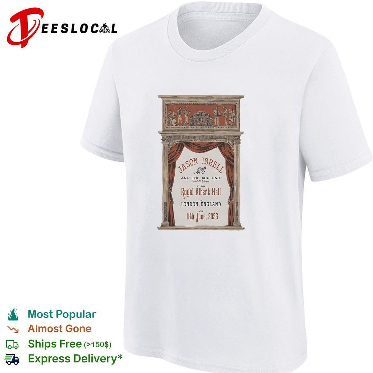 Royal Albert Hall London England vintage theater June concert poster shirt