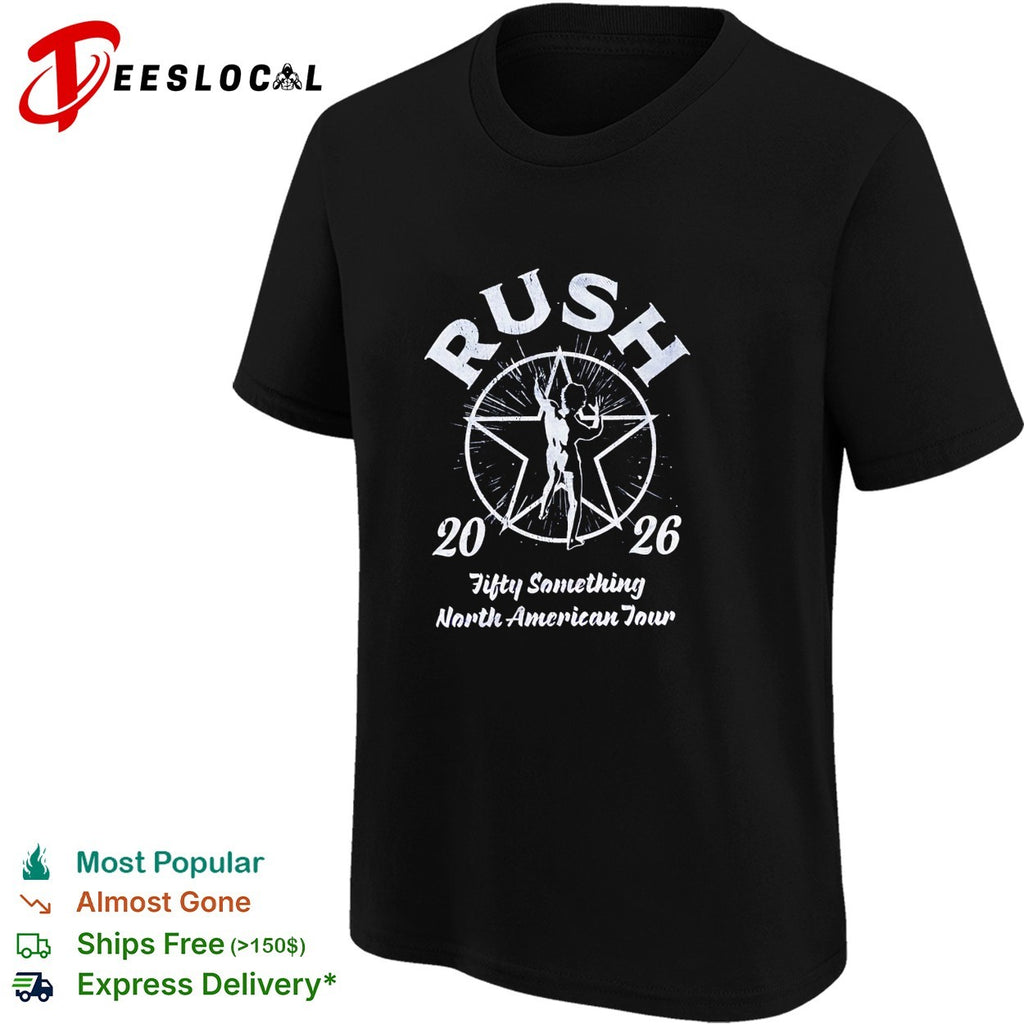 Rush 2026 Fifty Something North American Tour Starman logo music band shirt