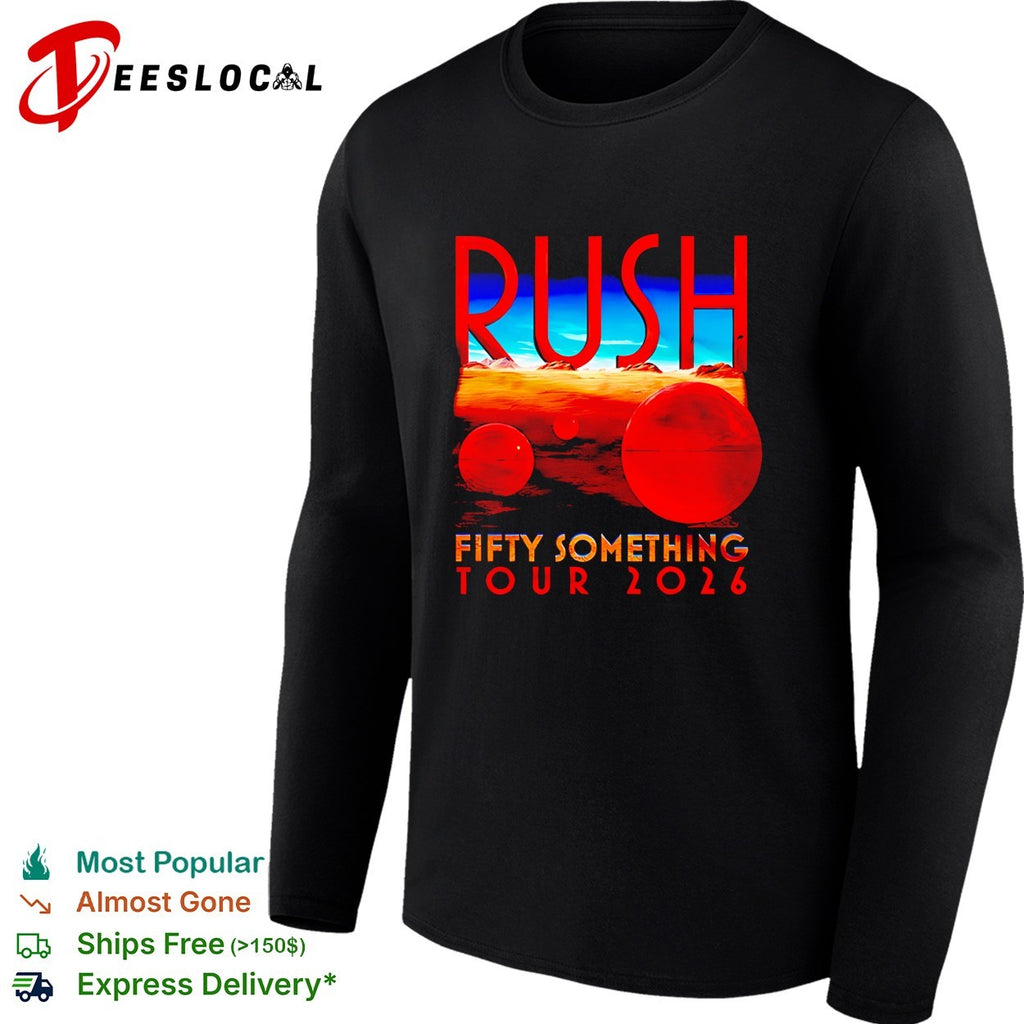 Rush Fifty Something Tour 2026 red sphere desert landscape concept band shirt