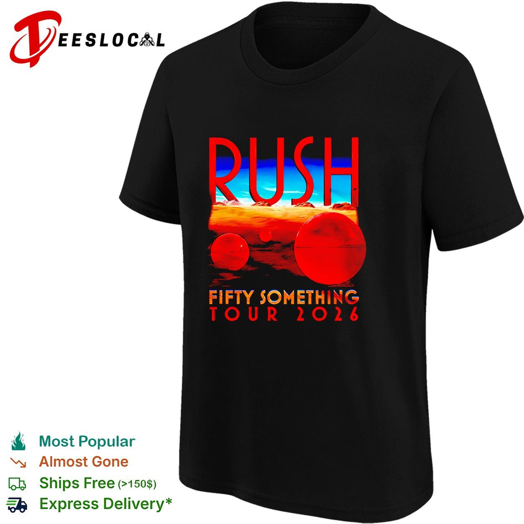 Rush Fifty Something Tour 2026 red sphere desert landscape concept band shirt