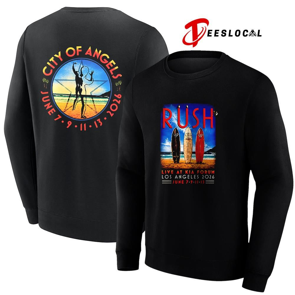Rush Fifty Something tour Los Angeles city of Angels graphic shirt