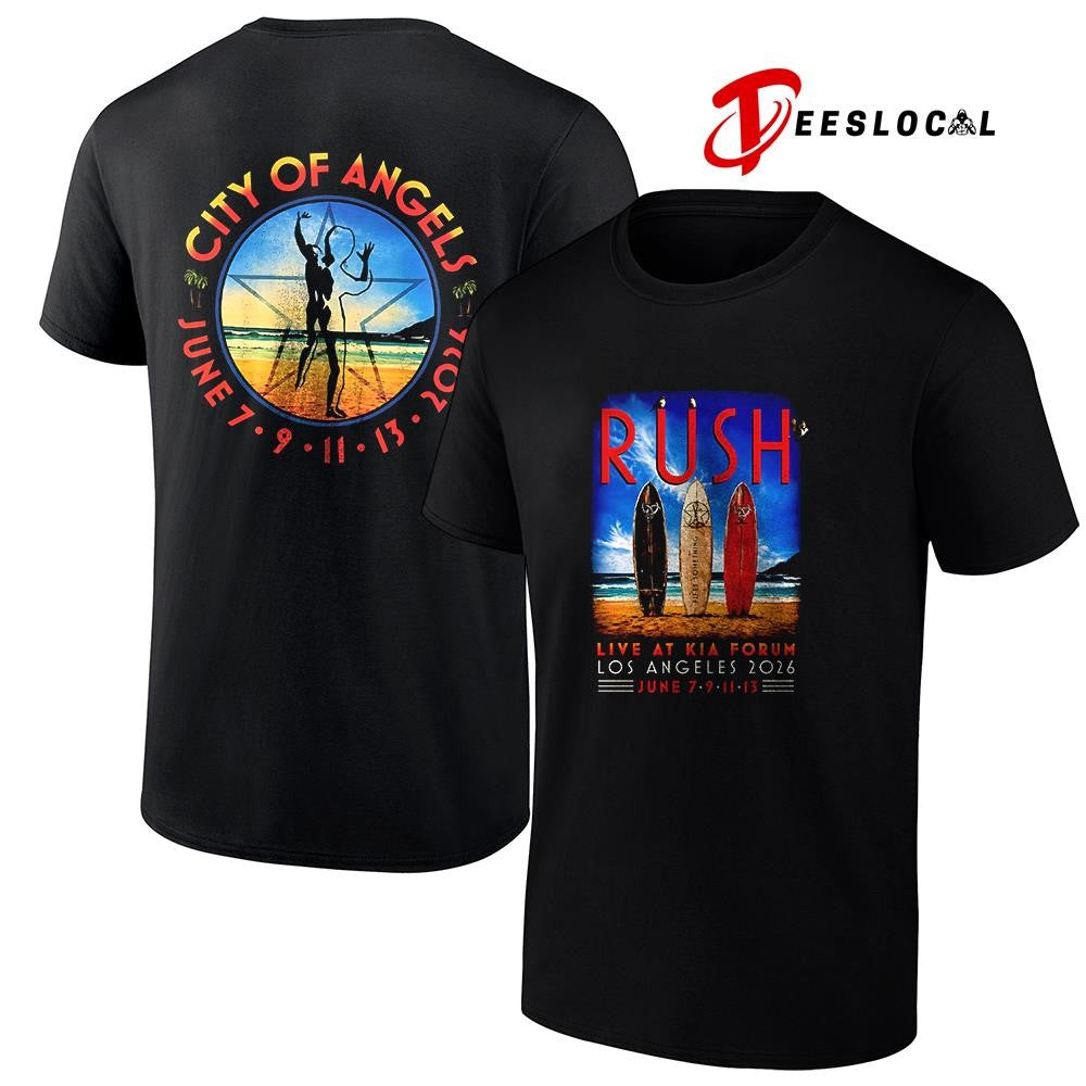 Rush Fifty Something tour Los Angeles city of Angels graphic shirt
