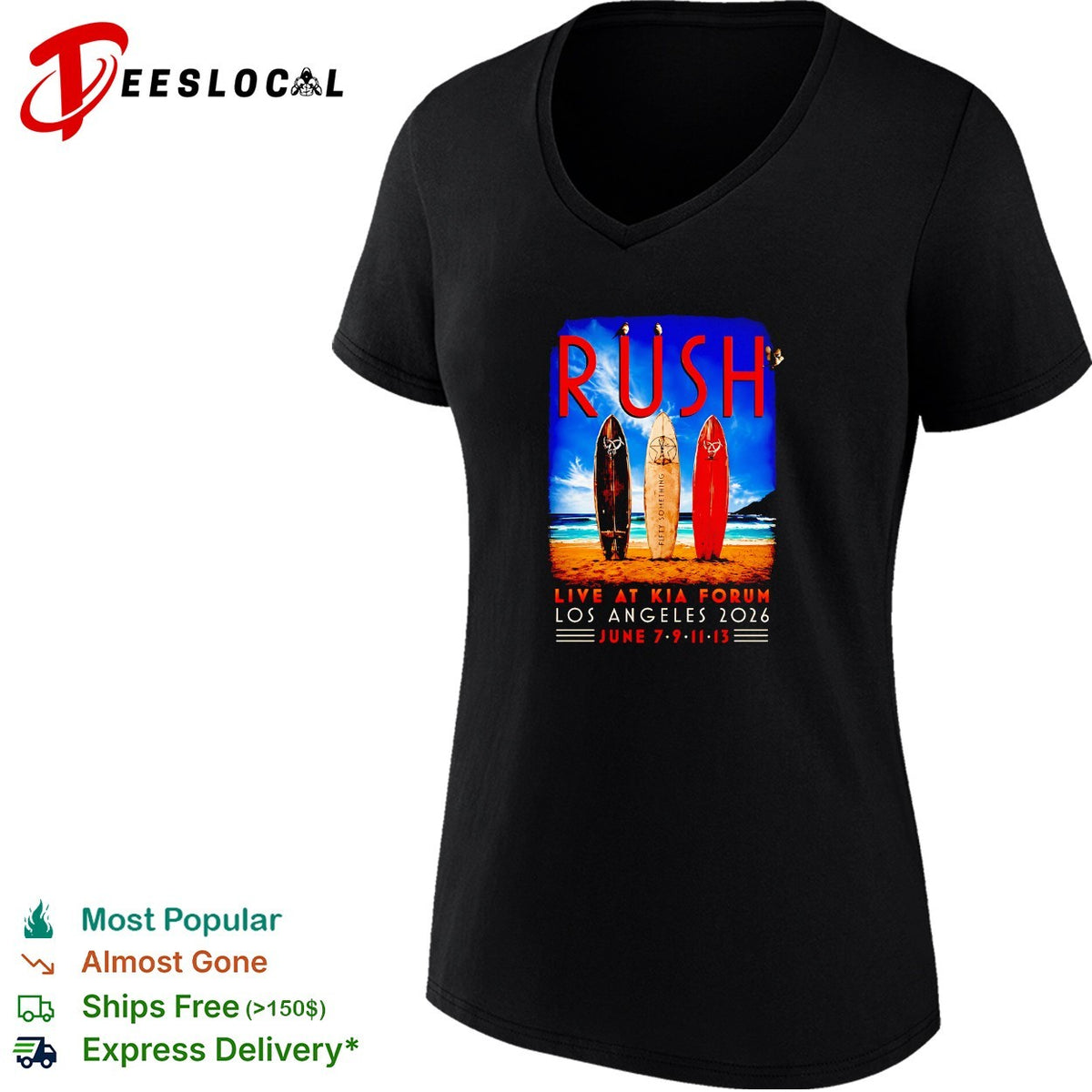 Rush live at Kia Forum Los Angeles 2026 June 7 9 11 13 Fifty Something surf shirt