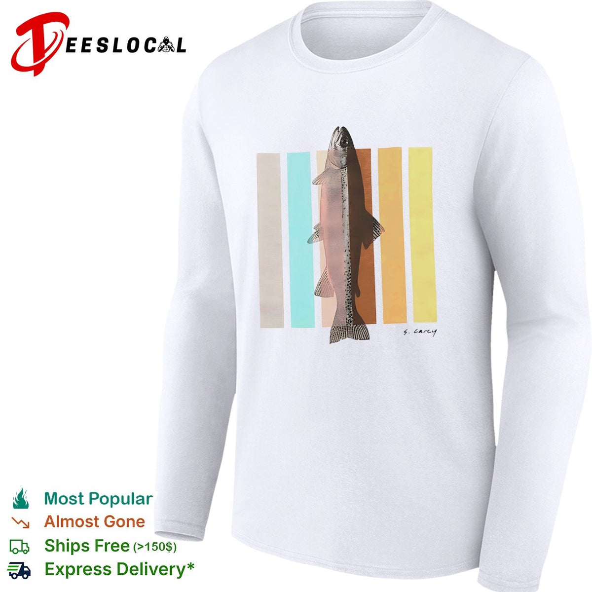 S Carey Rainbow Trout Fish Nature Outdoor Wildlife Sport Fishing Fisherman Shirt