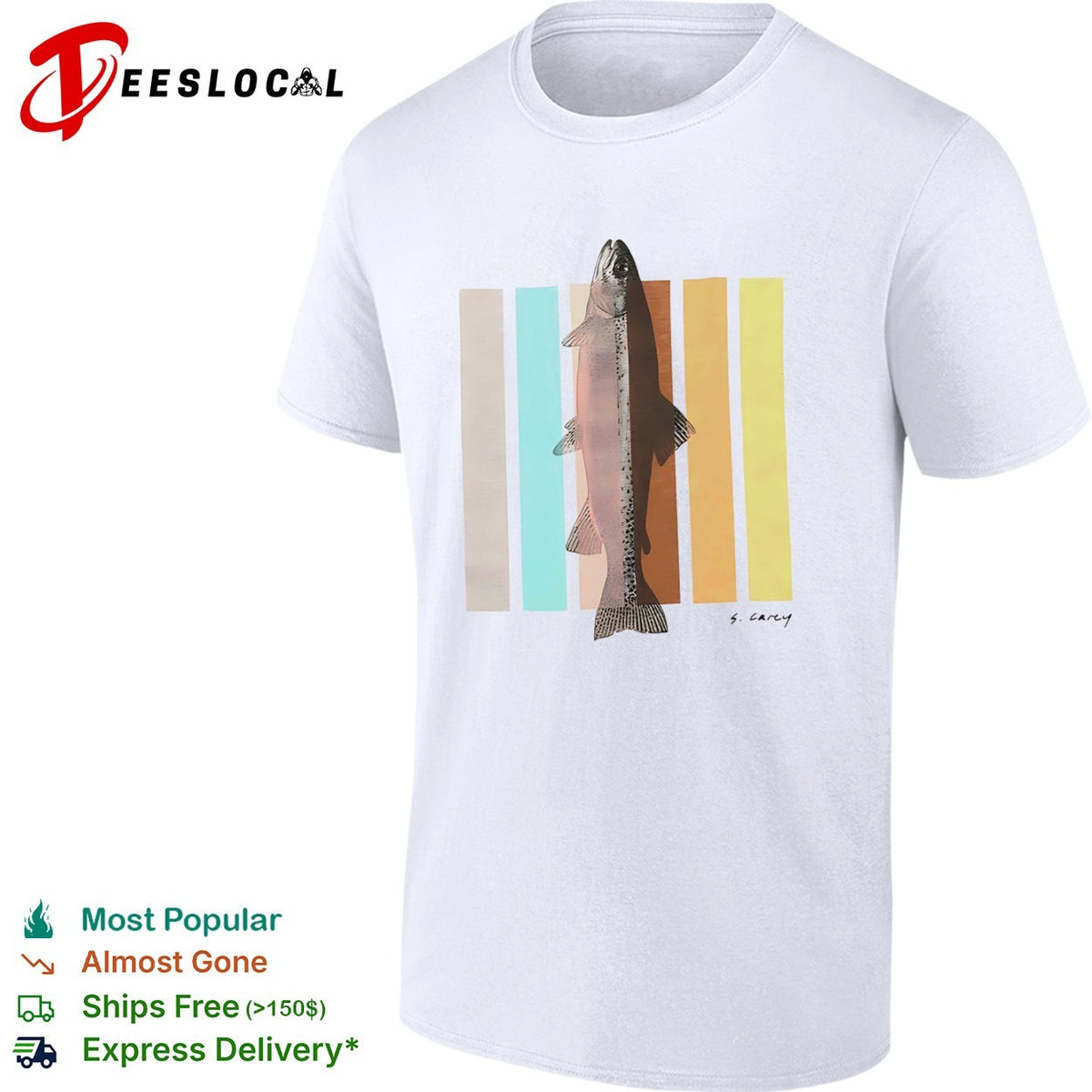 S Carey Rainbow Trout Fish Nature Outdoor Wildlife Sport Fishing Fisherman Shirt
