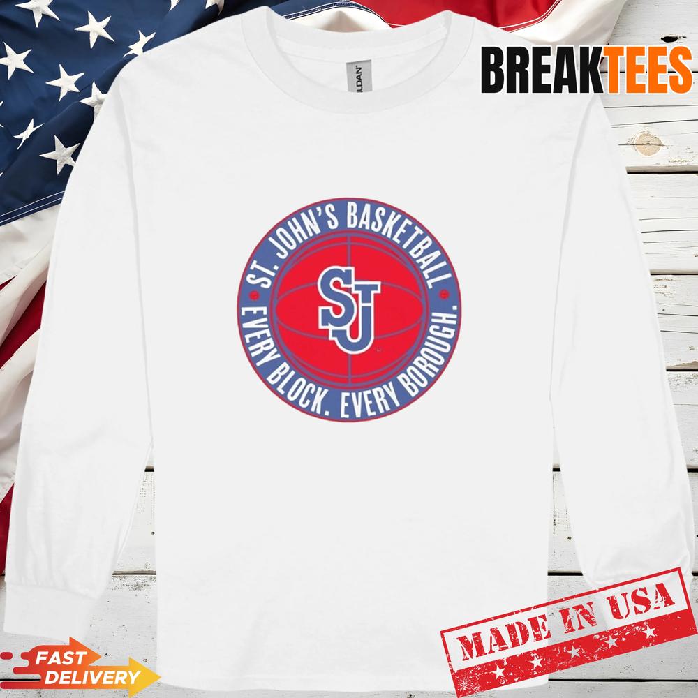 ST John’s Red Storm Basketball Every Block Every Borough logo T-Shirt