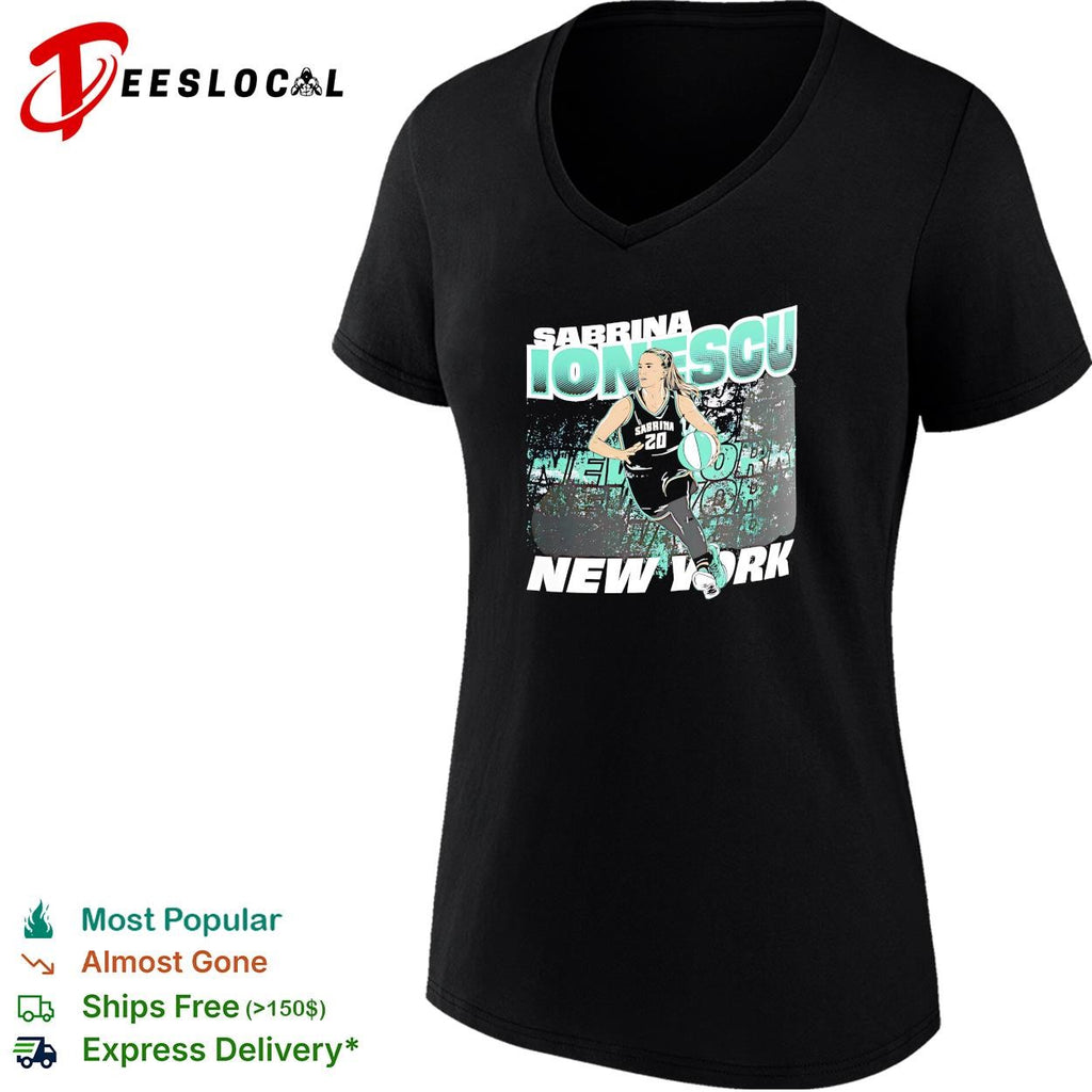 Sabrina Ionescu number 20 New York Liberty basketball action poster shirt