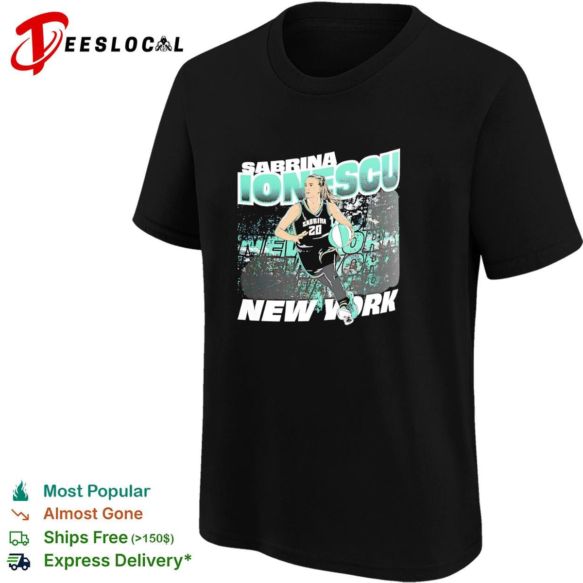 Sabrina Ionescu number 20 New York Liberty basketball action poster shirt