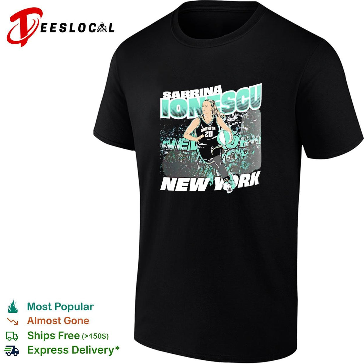 Sabrina Ionescu number 20 New York Liberty basketball action poster shirt