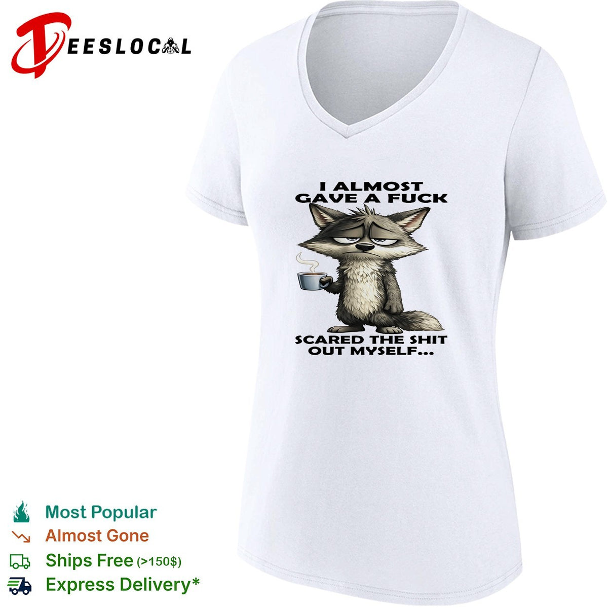 Sad wolf I almost gave a fuck scared the shit out myself shirt