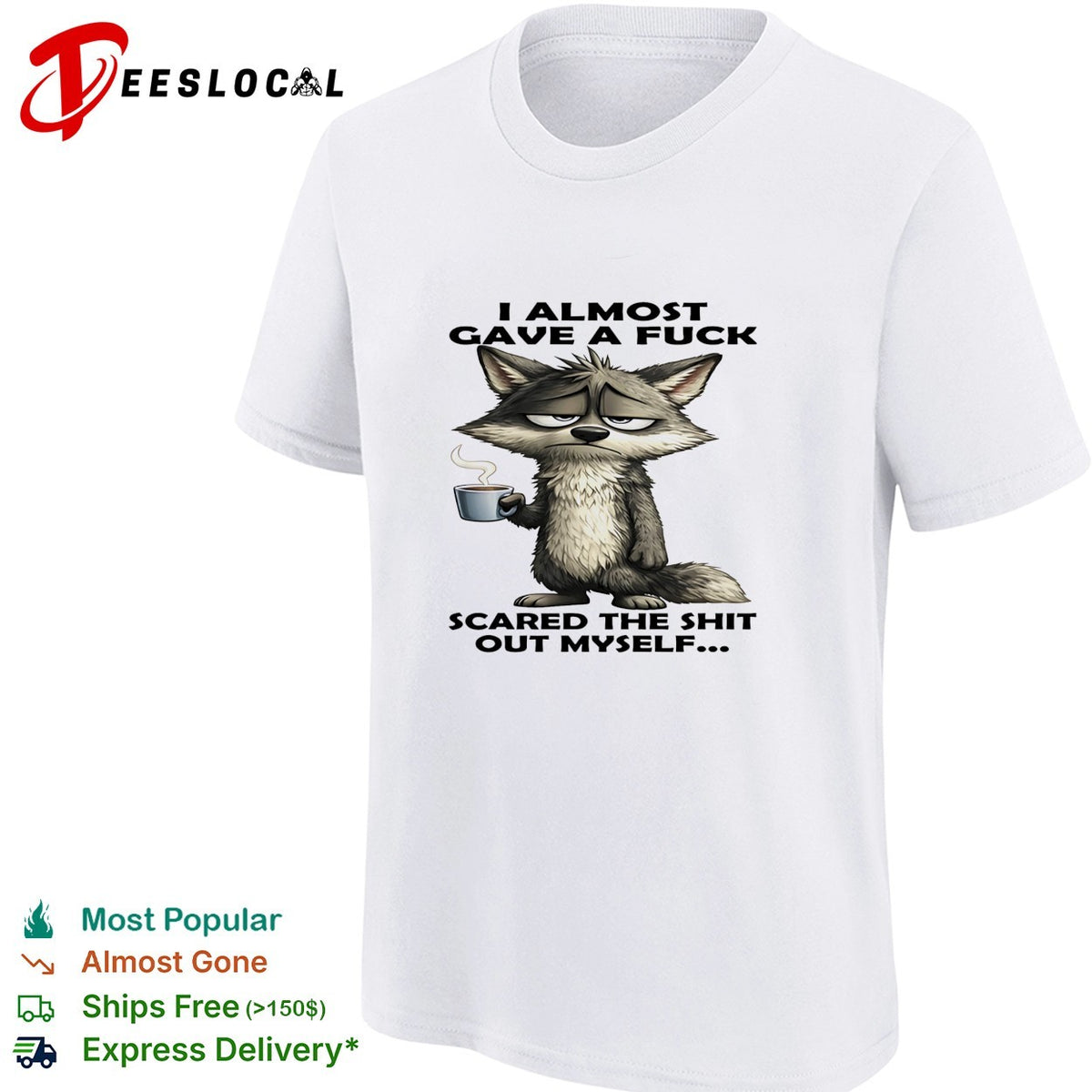 Sad wolf I almost gave a fuck scared the shit out myself shirt
