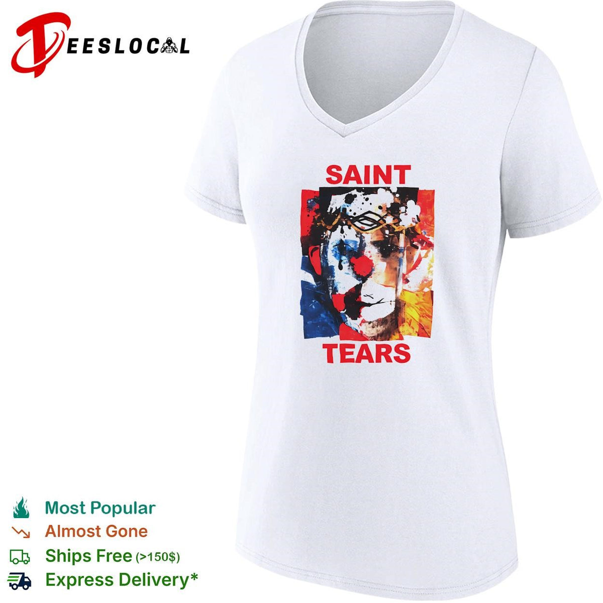 Saint tears abstract colorful painted face portrait art shirt