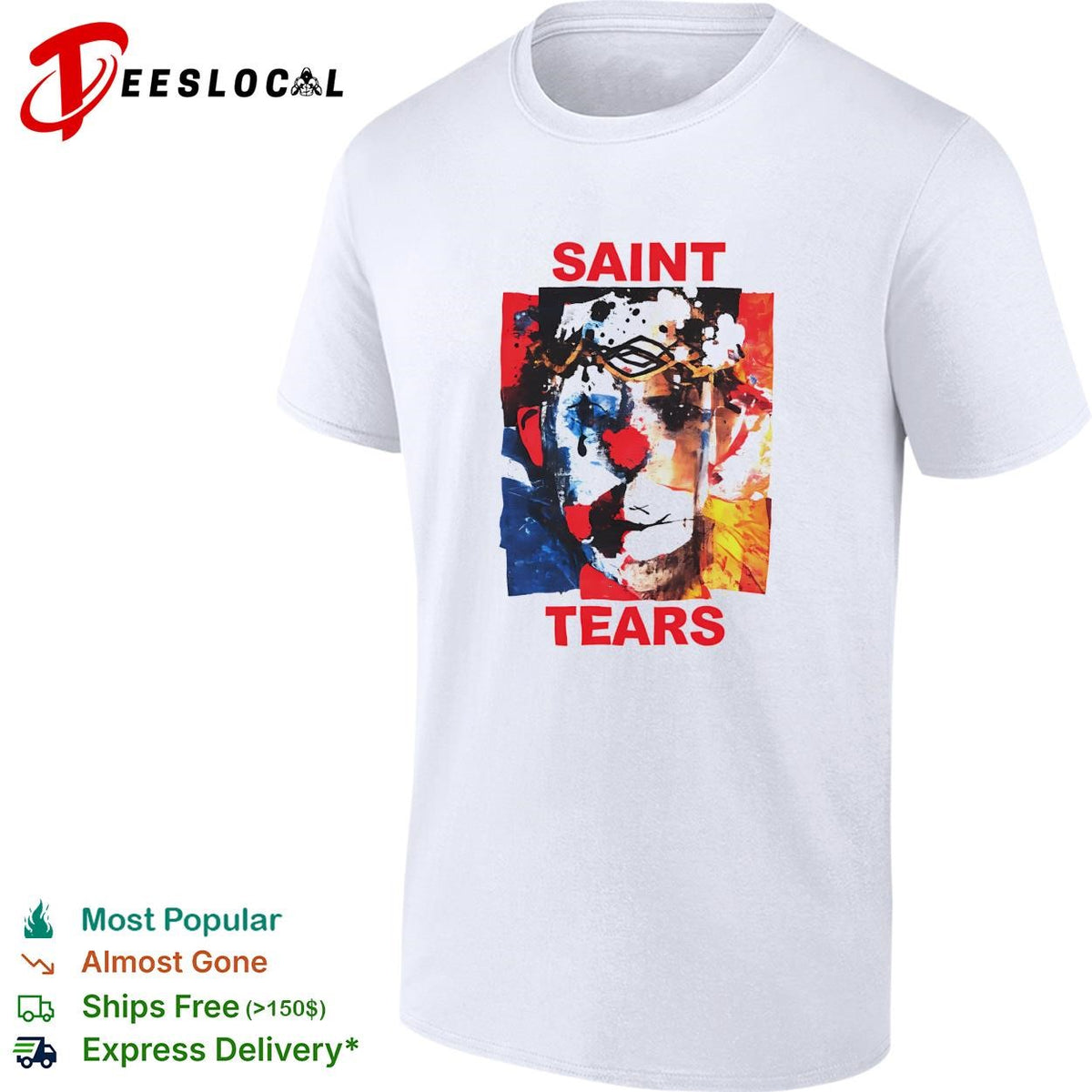 Saint tears abstract colorful painted face portrait art shirt