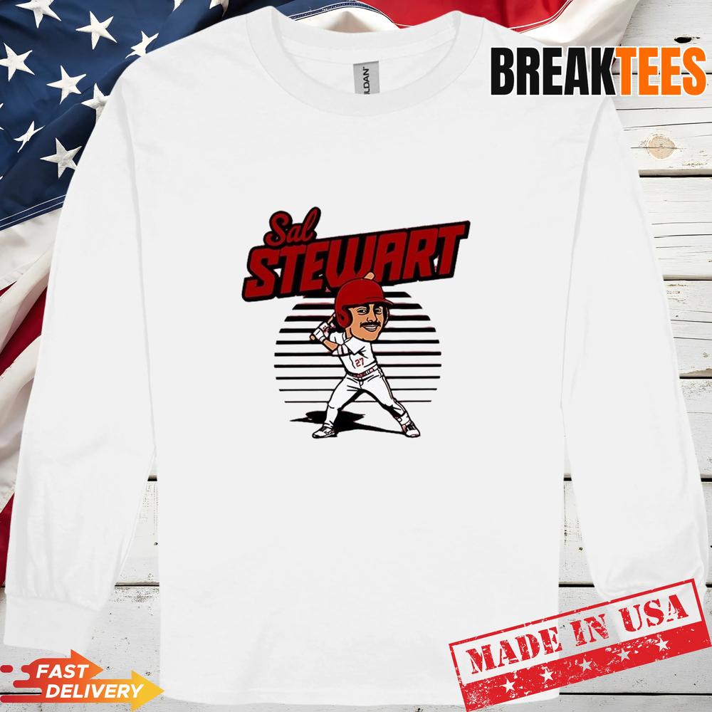 Salbert Sal Stewart 27 Cincinnati Reds Baseball Caricature T-shirt