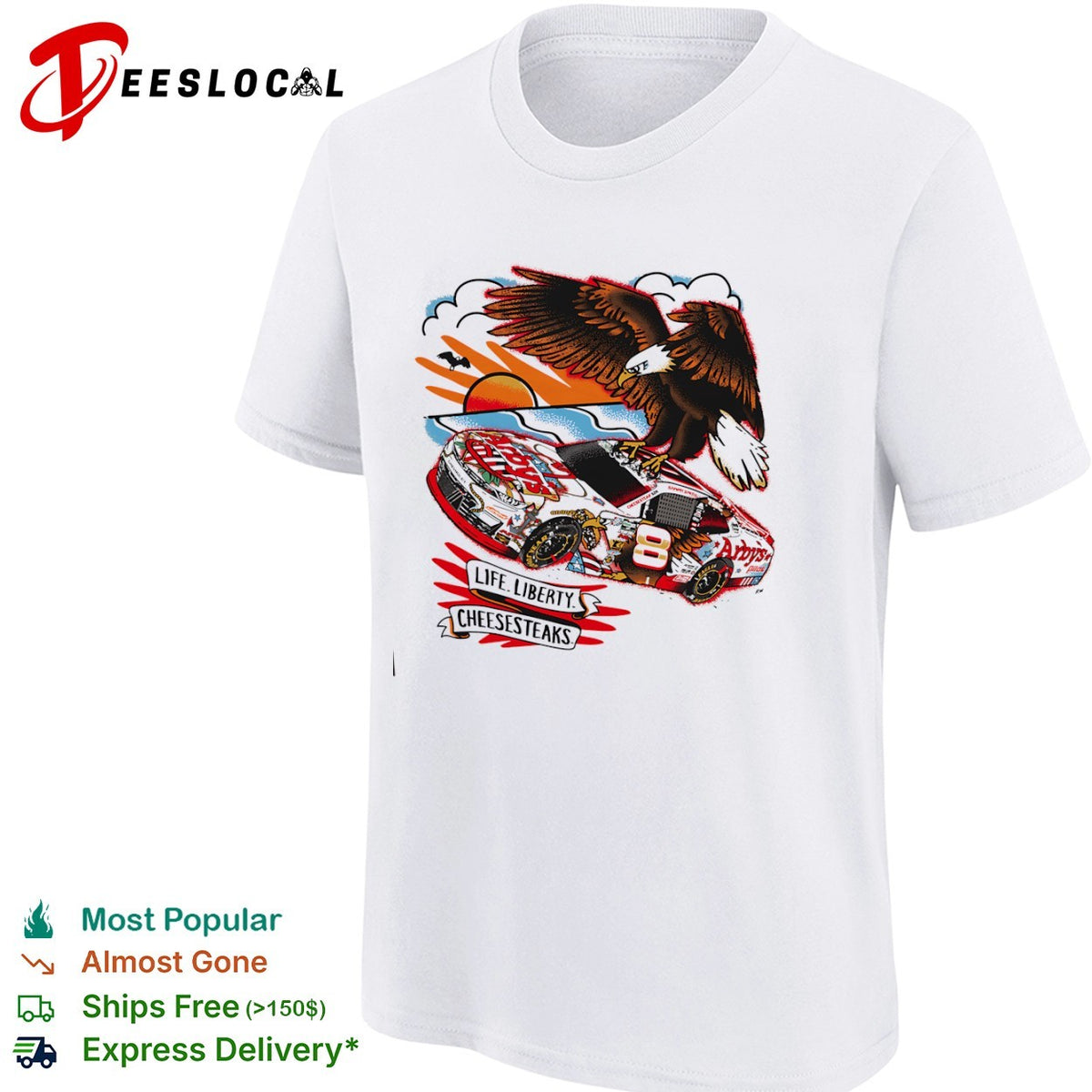 Sammy Smith Arbys Nascar Chevrolet Life Liberty Cheesesteaks race car eagle shirt