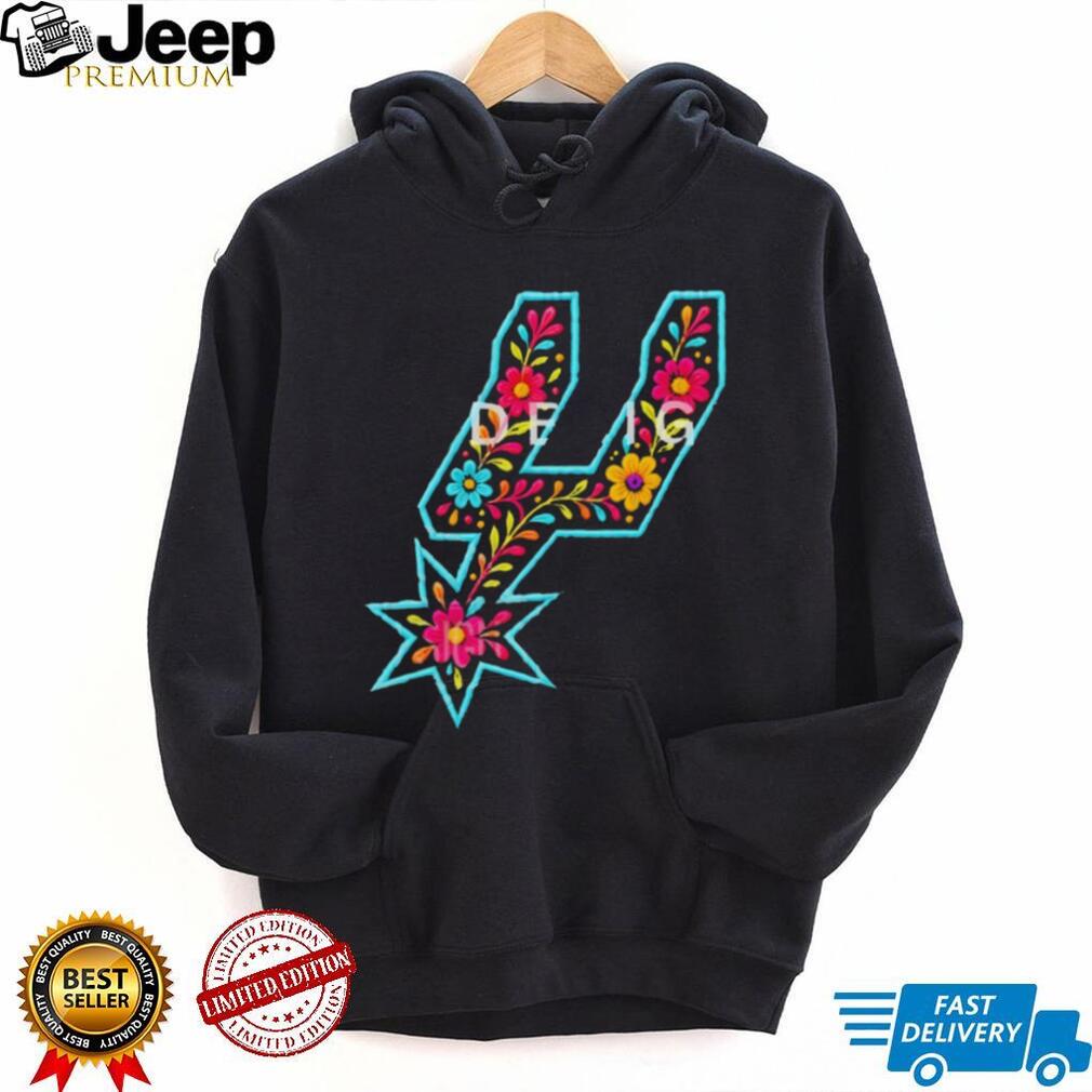San Antonio Basketball Floral Spur Logo Graphic T Shirt